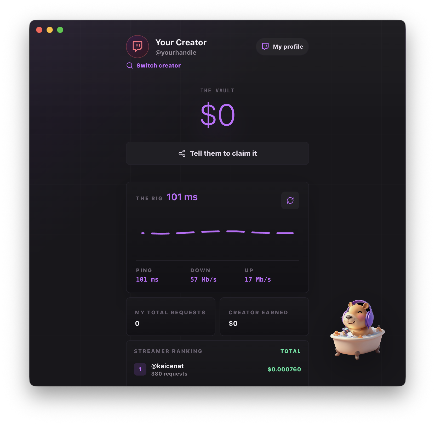 The Vault dashboard