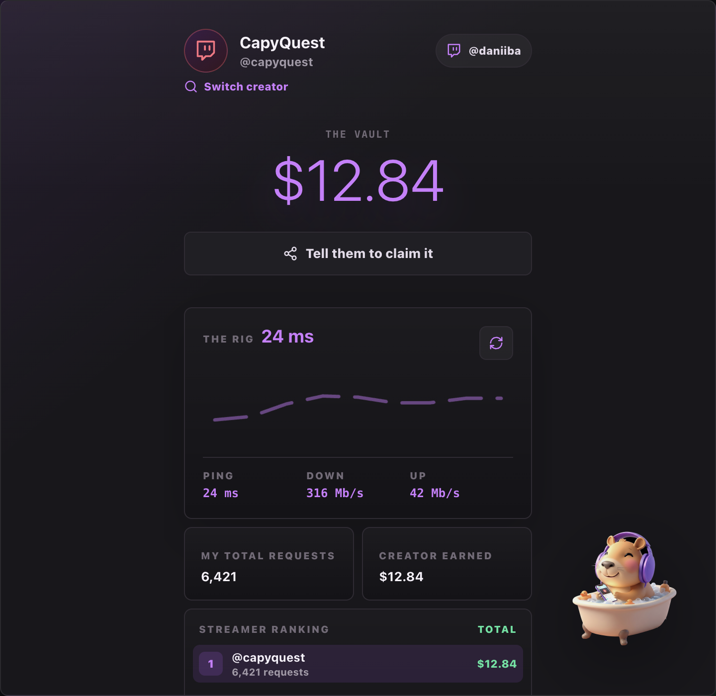 The Vault dashboard