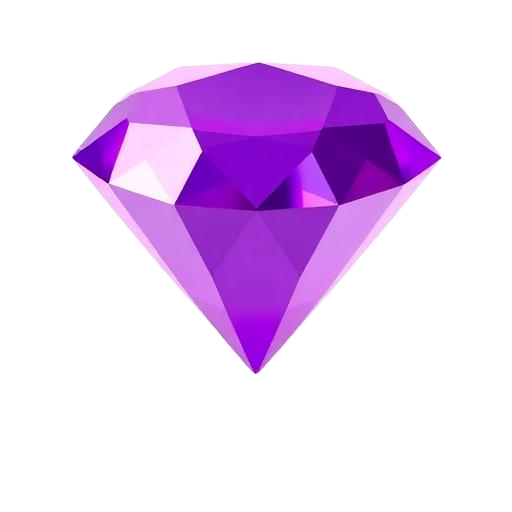 3D purple diamond gem